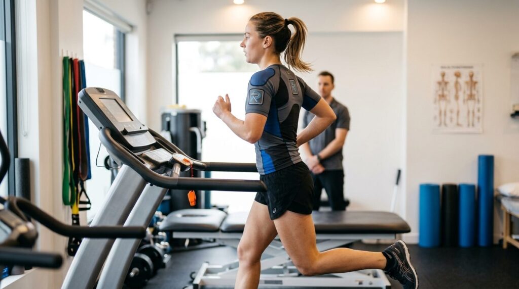 Active patient wearing a medical-grade compression running s