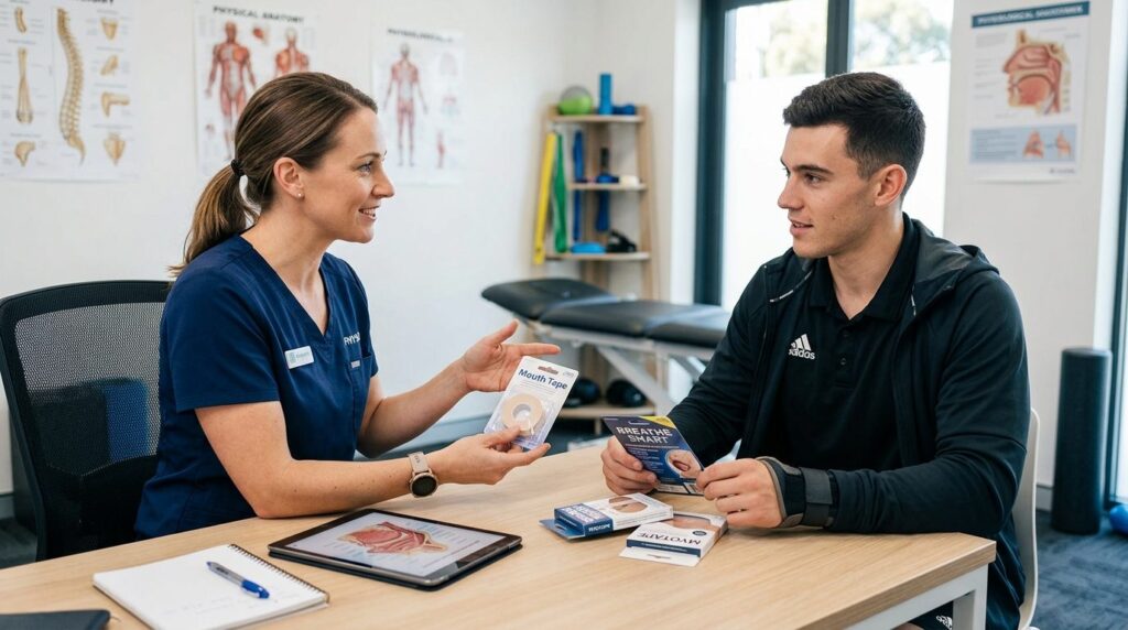 Medical rehabilitation setting: Physiotherapist consulting w