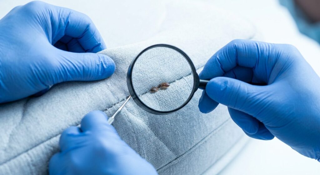 Close-up professional macro photography of bed bug inspectio