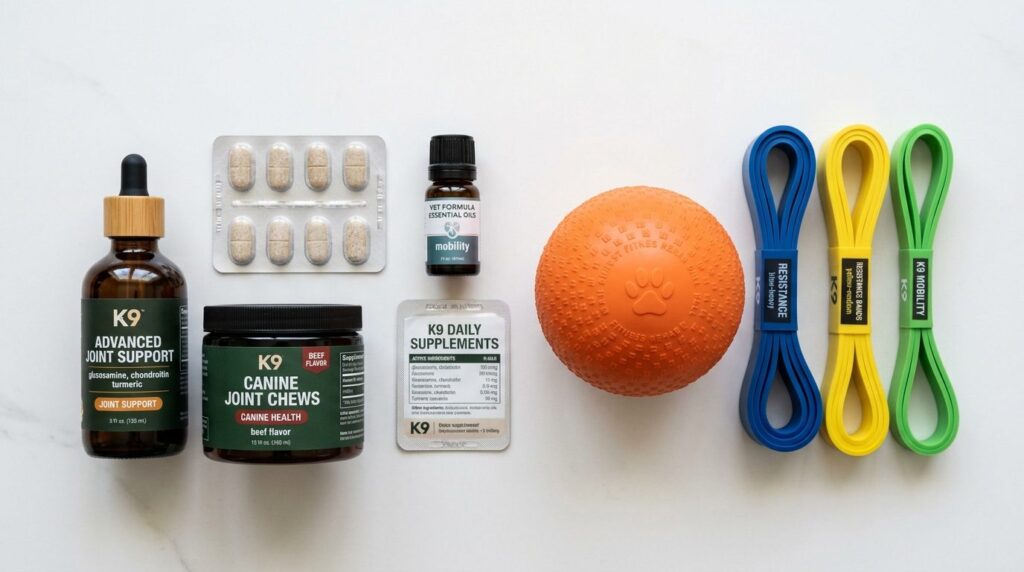 Close-up overhead shot of premium dog nutritional supplement